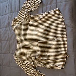 Maurice's Gingham Peasant Blouse Black & White XXL